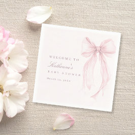 Pink Coquette Bow Baby Shower Serviette