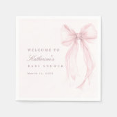 Pink Coquette Bow Baby Shower Serviette (Vorderseite)