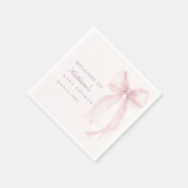 Pink Coquette Bow Baby Shower Serviette (Ecke)