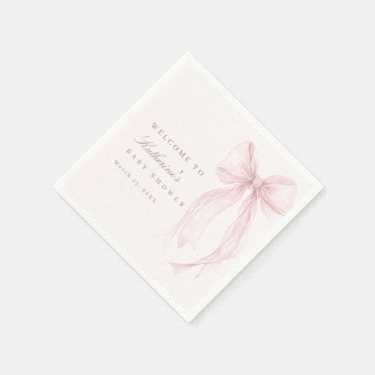Pink Coquette Bow Baby Shower Serviette (Ecke)