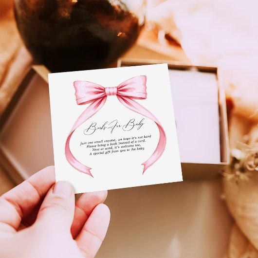 Pink Coquette Bow Babydusche Bücher für Baby Begleitkarte