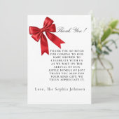 Pink Coquette Bow Babydusche Flat Danke Karte (Stehend Vorderseite)