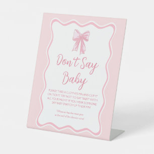 Pink Coquette Bow Babydusche Say Baby Game nicht Sockelschild