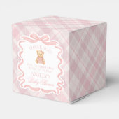 Pink Coquette Bow Bear Baby Shower Favor Box Geschenkschachtel (Rückseite)