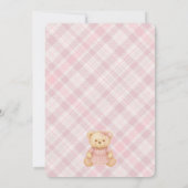 Pink Coquette Bow Bear Beary First Birthday Einladung (Rückseite)