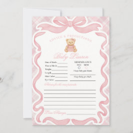 Pink Coquette Bow Bear Girl Advice for Baby Card Einladung