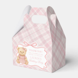 Pink Coquette Bow Bear Girl Birthday Favor Box Geschenkschachtel