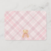 Pink Coquette Bow Bear Plaid Baby Registry Card Begleitkarte (Rückseite)