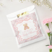 Pink Coquette Bow Bear Plaid Baby Shower Dessert Geschenktütchen (Versiegelt)