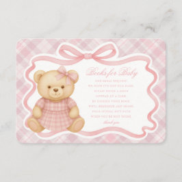 Pink Coquette Bow Bear Plaid Books for Baby Card Begleitkarte