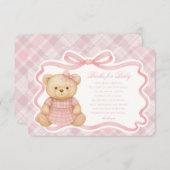 Pink Coquette Bow Bear Plaid Books for Baby Card Begleitkarte (Vorne/Hinten)