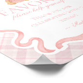 Pink Coquette Bow Bear Plaid Party Favors Sign Poster (Ecke)