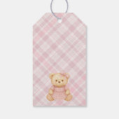 Pink Coquette Bow Bear Tartan Birthday Favors Geschenkanhänger (Rückseite)