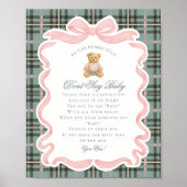 Pink Coquette Bow Bear Tartan Dont Say Baby Game Poster (Vorne)
