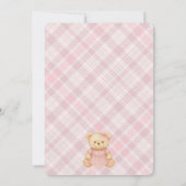 Pink Coquette Bow Bear Tartan Plaid Baby Shower Einladung (Rückseite)