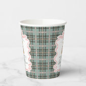 Pink Coquette Bow Bear Tartan Plaid Baby Shower Pappbecher (Links)