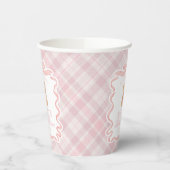 Pink Coquette Bow Bear Tartan Plaid Baby Shower Pappbecher (Links)