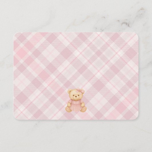 Pink Coquette Bow Bear Tartan Plaid Details Card Begleitkarte (Rückseite)