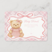 Pink Coquette Bow Bear Tartan Plaid Details Card Begleitkarte (Vorderseite)