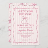 Pink Coquette Bow binden das Brautparty des Knoten Einladung (Vorne/Hinten)