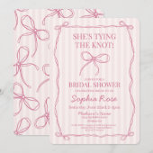 Pink Coquette Bow binden das Brautparty des Knoten Einladung (Vorne/Hinten)