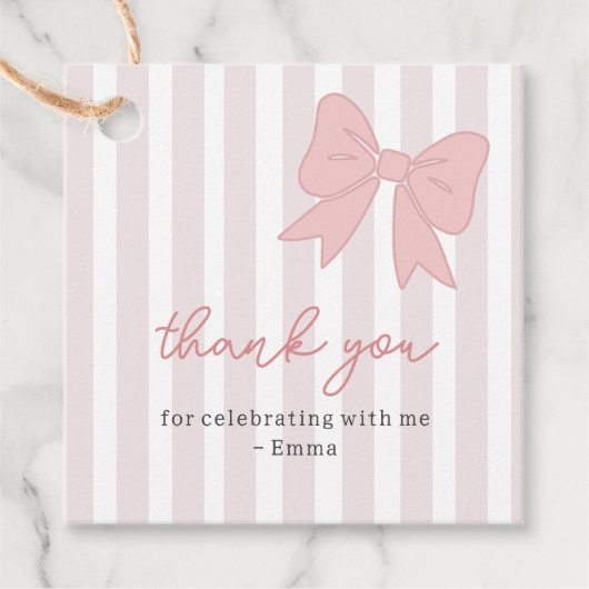 Pink Coquette Bow Birthday Geschenkanhänger (Vorderseite)