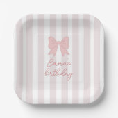 Pink Coquette Bow Birthday  Pappteller (Vorderseite)