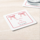Pink Coquette Bow Birthday Party Rechteckiger Pappuntersetzer (angewinkelt)
