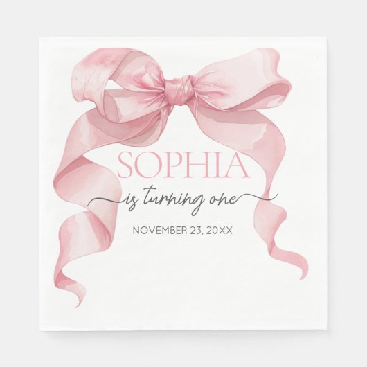 Pink Coquette Bow Birthday Party  Serviette (Vorderseite)