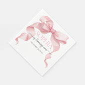 Pink Coquette Bow Birthday Party  Serviette (Ecke)