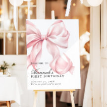 Pink Coquette Bow Birthday Party Welcome Sign