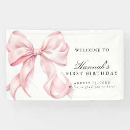 Pink Coquette Bow Birthday Party Welcome Sign Banner