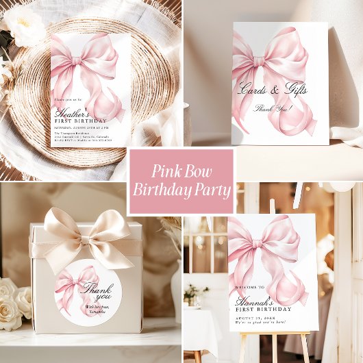 Pink Coquette Bow Birthday Party Welcome Sign Wandteppich