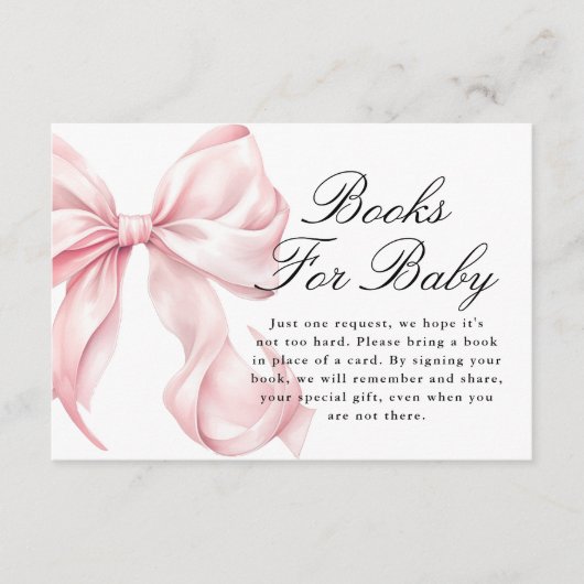 Pink Coquette Bow Books For Baby Card Begleitkarte (Vorderseite)