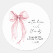 Pink Coquette Bow Brautparty Vielen Dank Runder Aufkleber (Vorderseite)