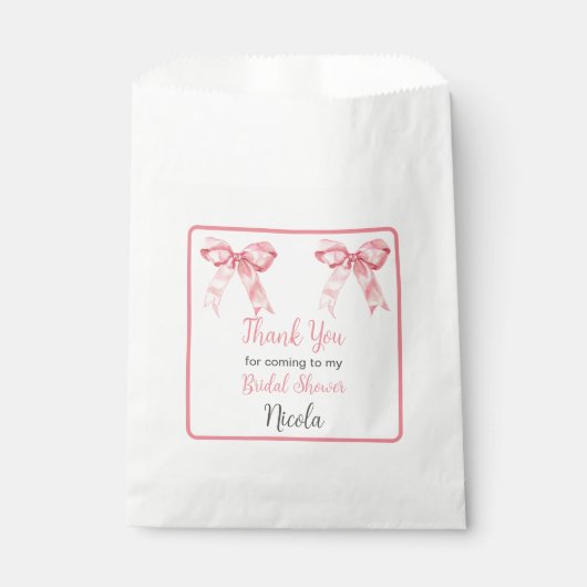Pink Coquette Bow Bridal Shower Geschenktütchen (Vorderseite)