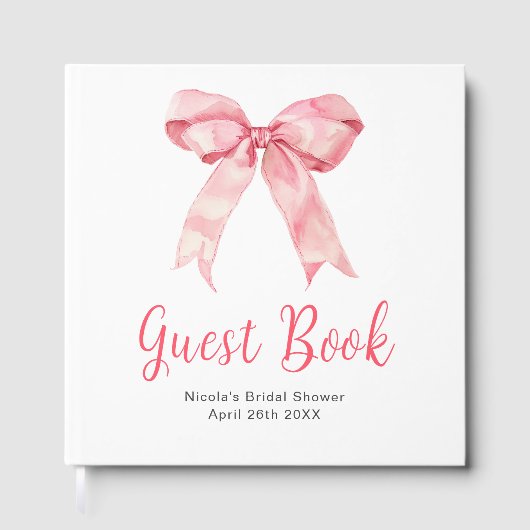 Pink Coquette Bow Bridal Shower Guest Book Gästebuch (Vorderseite)