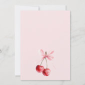Pink Coquette Bow Cherry auf der Girl Baby Dusche Dankeskarte (Rückseite)