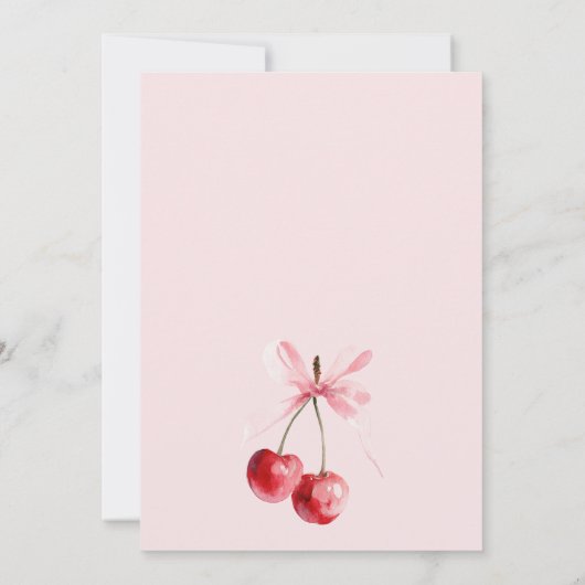 Pink Coquette Bow Cherry auf der Girl Baby Dusche Dankeskarte (Rückseite)