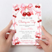 Pink Coquette Bow Cherry auf Top Baby Dusche