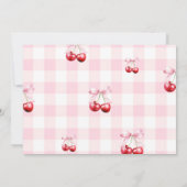 Pink Coquette Bow Cherry Birthday Foto Dankeskarte (Rückseite)
