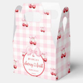 Pink Coquette Bow Cherry First Birthday Party Geschenkschachtel (Geöffnet)