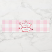 Pink Coquette Bow Cherry First Birthday Party Wasserflaschenetikett (Einzelnes Label)
