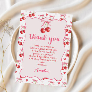 Pink Coquette Bow Cherry Geburtstag Danke Karte