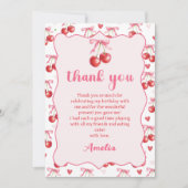 Pink Coquette Bow Cherry Geburtstag Danke Karte (Vorderseite)