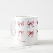 Pink Coquette Bow Custom Name Kaffeetasse (Vorderseite Links)