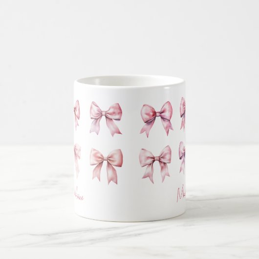 Pink Coquette Bow Custom Name Kaffeetasse (Mittel)
