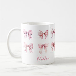 Pink Coquette Bow Custom Name Kaffeetasse