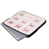 Pink Coquette Bow Custom Name Laptopschutzhülle (Vorne Knopf)