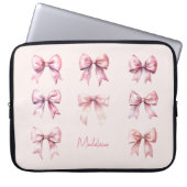 Pink Coquette Bow Custom Name Laptopschutzhülle (Vorderseite)
